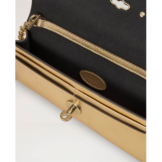 Mulberry Lily Chain Wallet Metallic Leather Somerset Gold